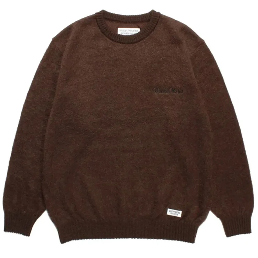 WACKO MARIA  |Crew Neck Wool Nylon U-Neck Long Sleeves Plain Logo Sweaters