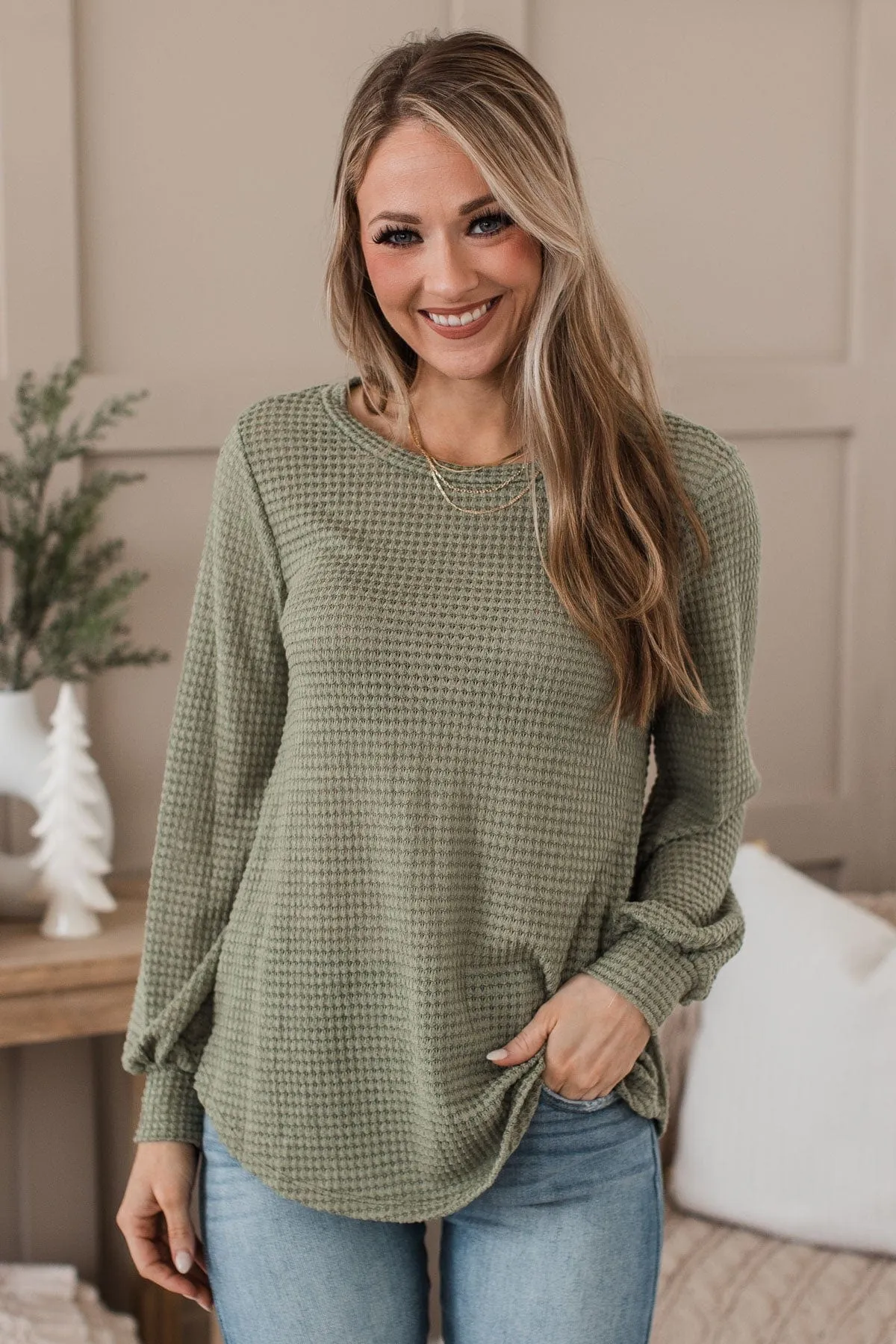 Want To Be Loved Knit Top- Sage