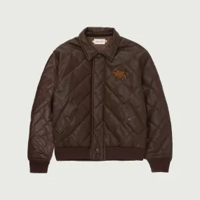 Womens Quilted Bomber - Brown